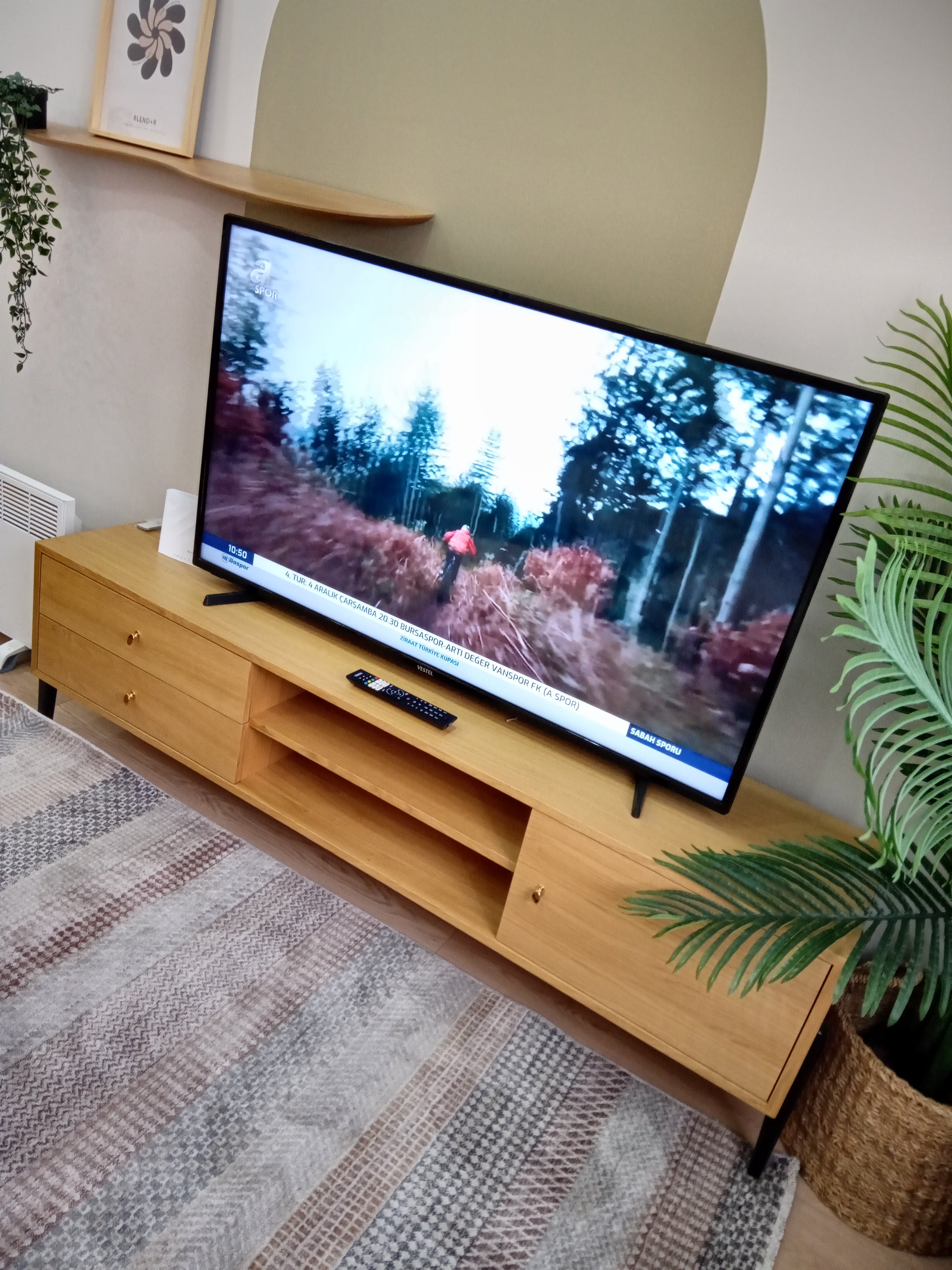 Fil TV Sehpası 180 cm Meşe & Siyah