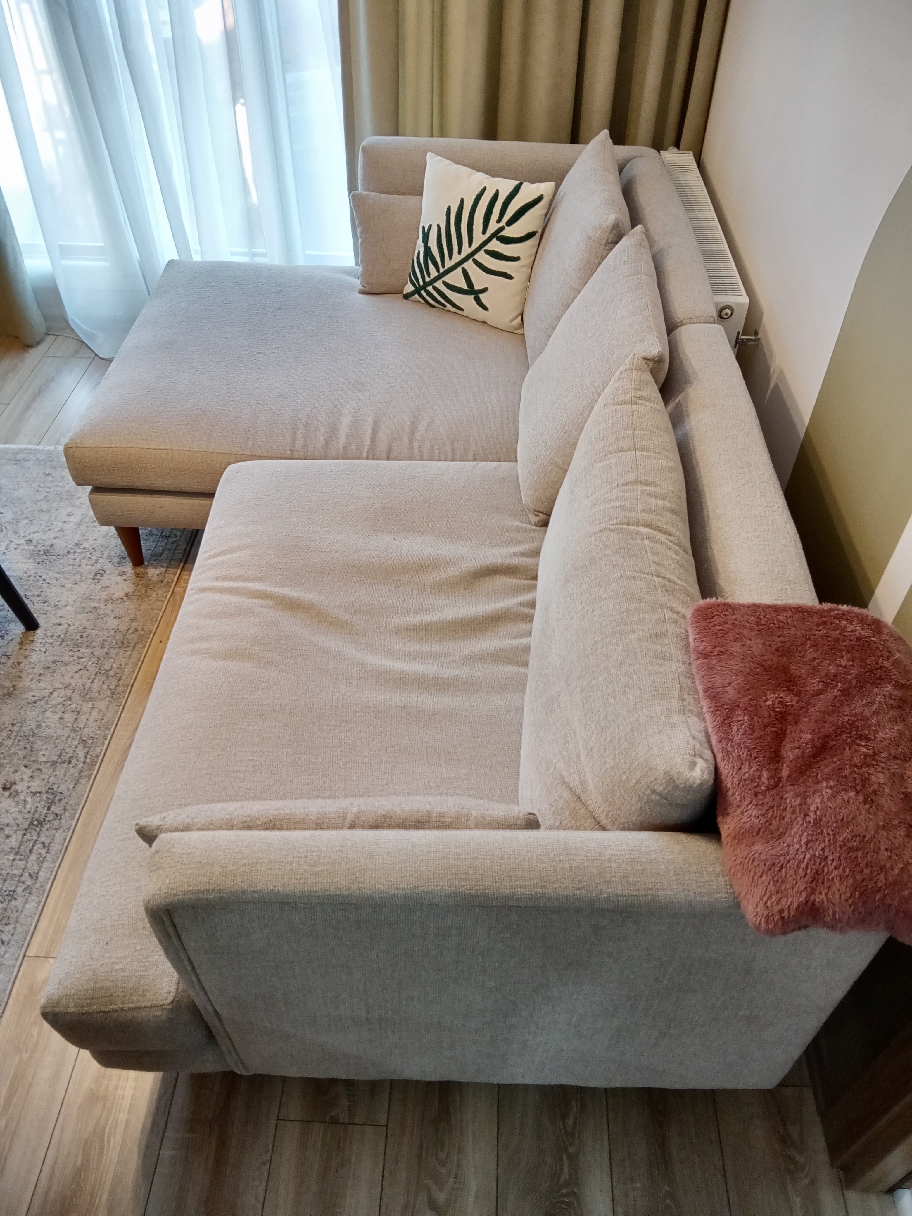 Lewis Sol Köşe Koltuk Keten Gri