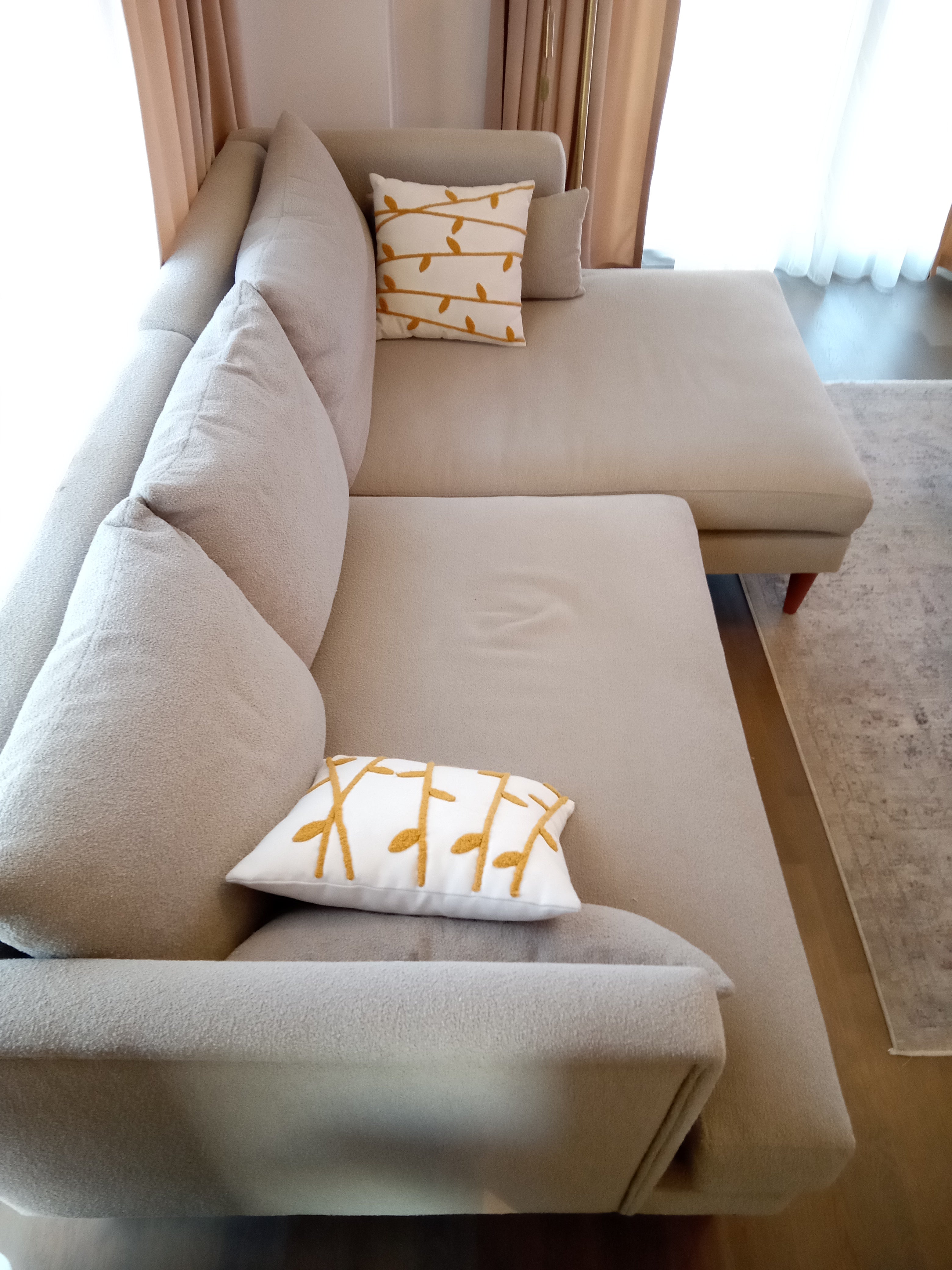 Lewis Sağ Köşe Koltuk Keten Gri