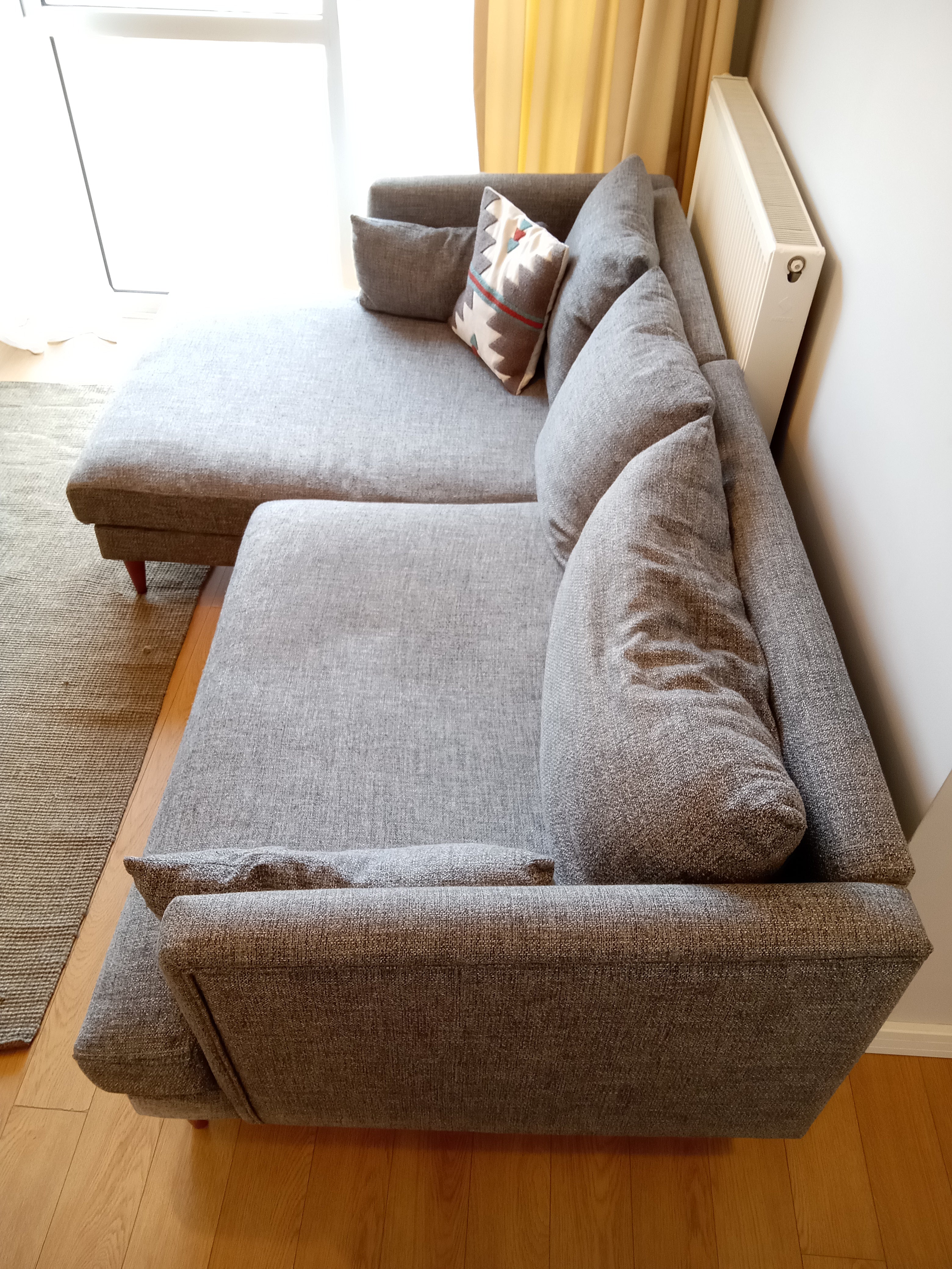 Lewis Sol Köşe Koltuk Keten Gri