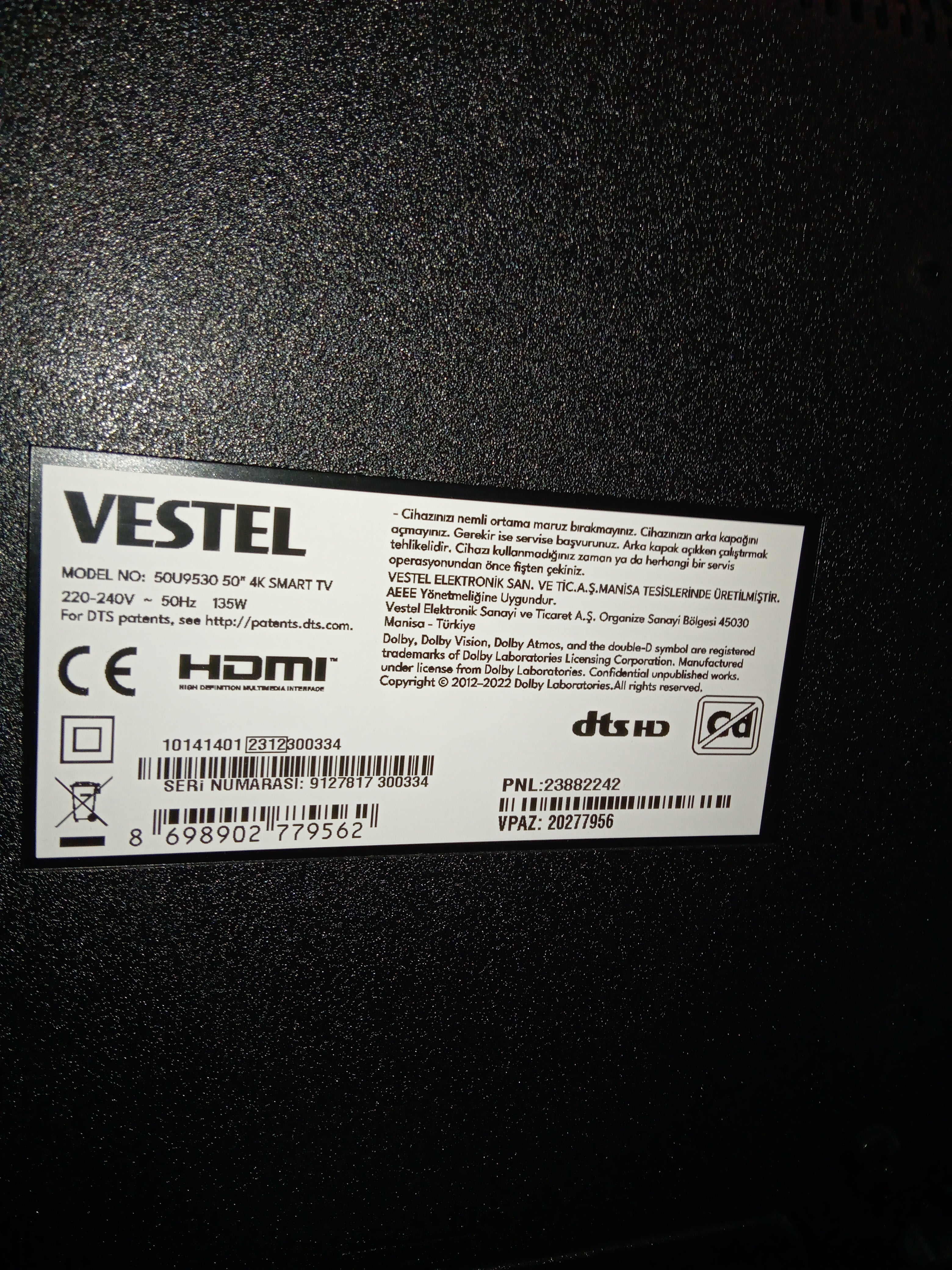 Vestel 50'' Televizyon 50U9510