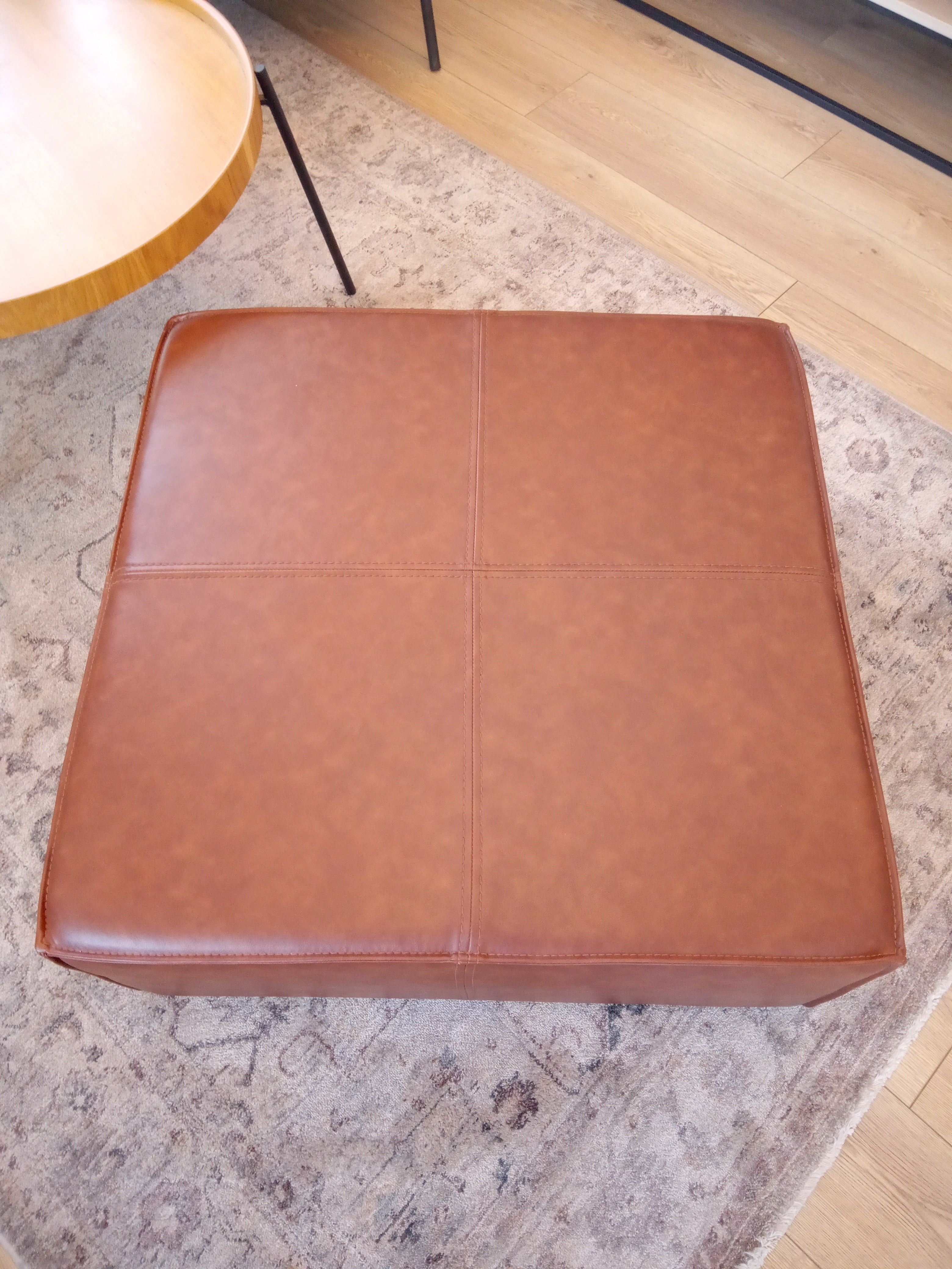 Astra Deri Puf Kahverengi